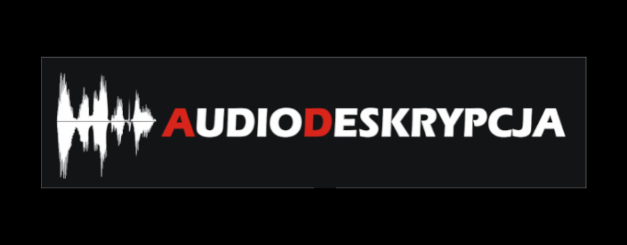 Logo Fundacji Audiodeskrypcja przedstawiające zapis natężenia dźwięku i napis AUDIODESKRYPCJA
