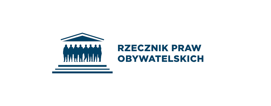 Logotyp Rzecznika Praw Obywatelskich, Sylwetki ośmiu osób stojących pod dachem na podeście złożonym z trzech stopni