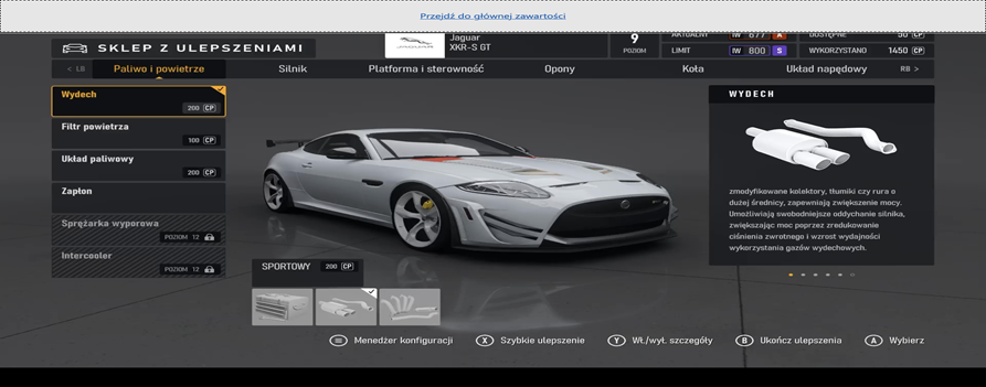 Forza Ekran Ulepszenia Samochodu, na ekranie samochód typu sportowego, w kolorze szarym