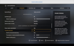 Ekran ustawień dostępności w grze komputerowej Forza