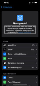 Zrzut ekranu z widoczną podpowiedzą w zakładce Dostępność.