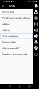 Zrzut ekranu z listą Punkty z zaznaczoną opcją "Punkty orientacyjne"