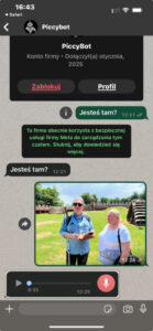 Widok chatu z kontem PiccyBot w aplikacji WhatsApp