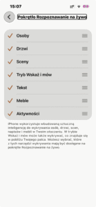 Widok okna ustawień opcji Pokrętło rozpoznawania na żywo